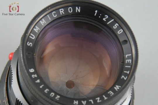【超希少品】Leica ライカ SUMMICRON 50mm f/2 ブラックペイント 固定鏡胴 後期 レッドスケール 2025.3月オーバーホール済み