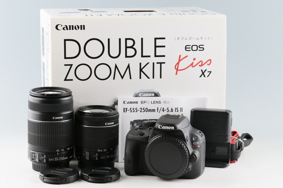 Canon EOS Kiss X7 + EF-S 18-55mm F/3.5-5.6 IS STM + EF-S 55-250mm F/4-5.6 IS II Lens With Box #51952