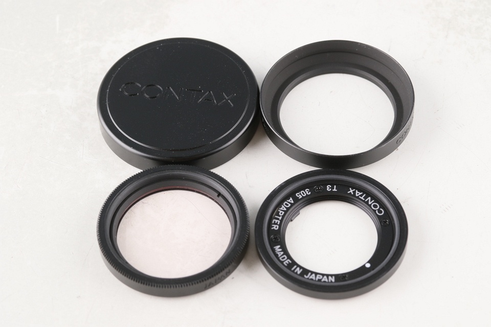 CONTAX TVSII Metal Hood + Cap + 30.5/1A MC Filter + T3 Adapter #61928F2