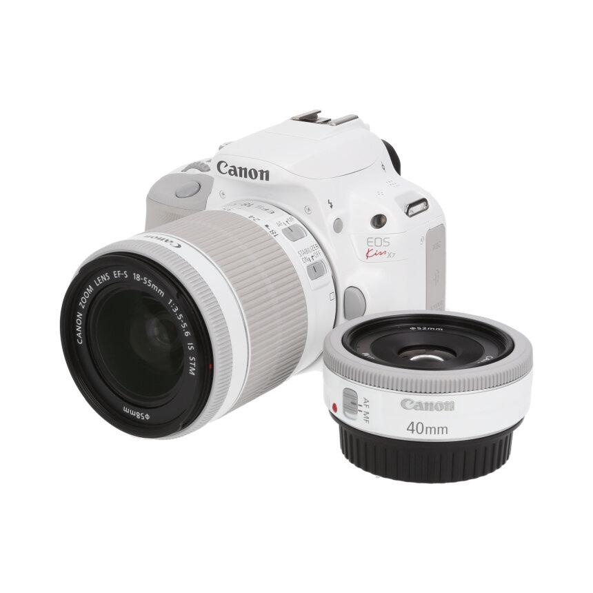 Canon EOS Kiss X7 ホワイト EF40F2.8 EF-S18-55Kit 【AB】