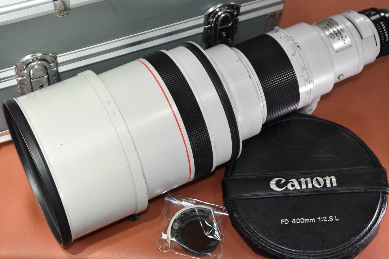 Canon NEW FD 400mm F2.8【専用アルミケース、純正PLフィルター、純正フードEH-162付】