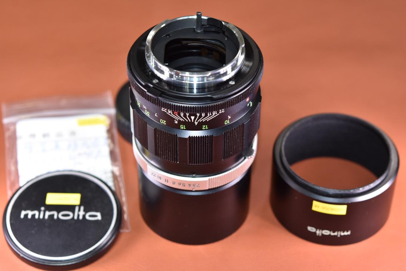 MINOLTA MC TELE ROKKOR-PF 135mm F2.8 整備済【純正メタルフード付】