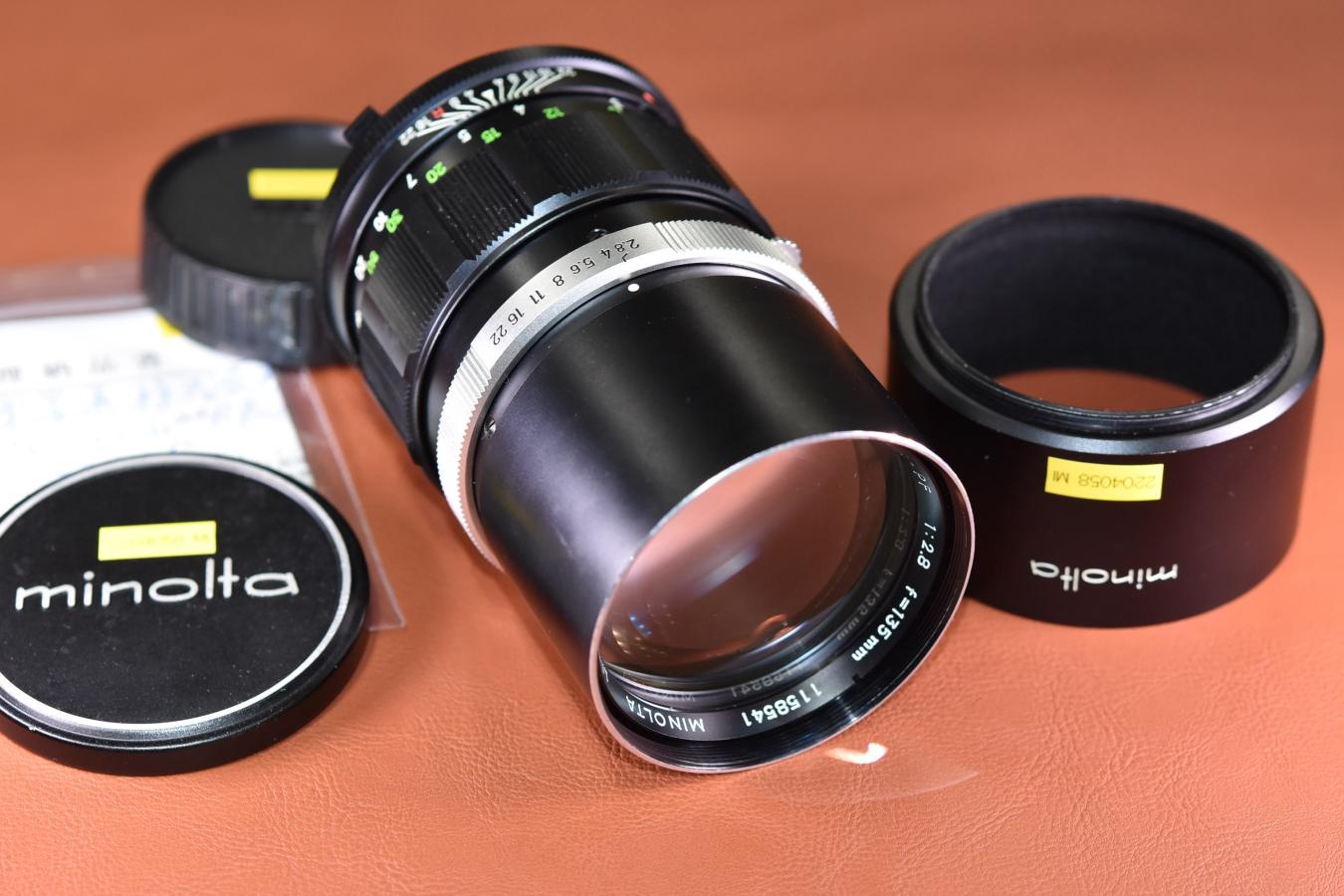 MINOLTA MC TELE ROKKOR-PF 135mm F2.8 整備済【純正メタルフード付】