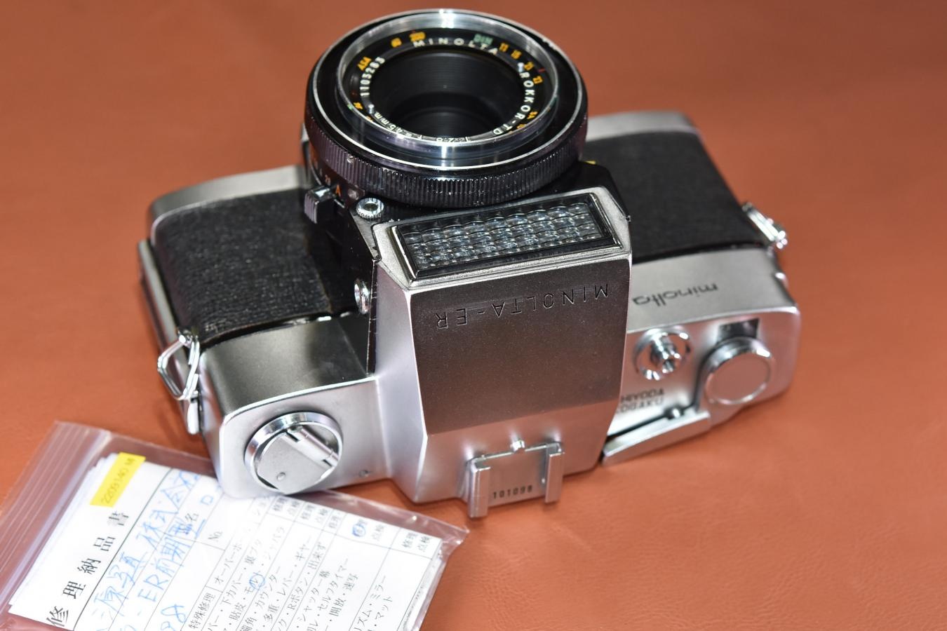 【希 少】MINOLTA-ER 前期型 米国輸出仕様  整備済【MINOLTA ROKKOR-TD 45/2.8 レンズ搭載】
