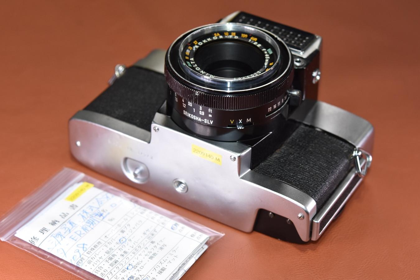 【希 少】MINOLTA-ER 前期型 米国輸出仕様  整備済【MINOLTA ROKKOR-TD 45/2.8 レンズ搭載】