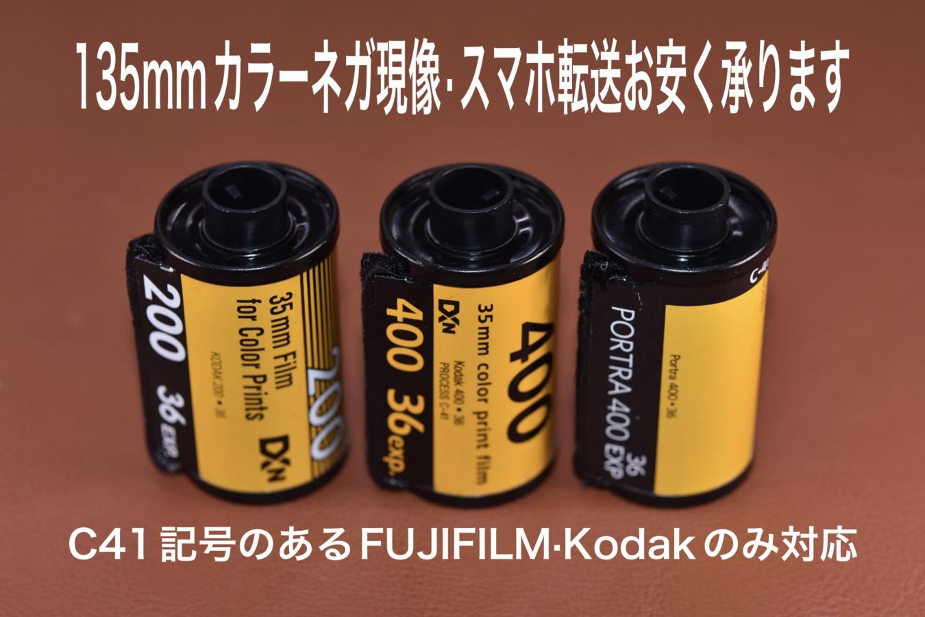 【郵送対応】フィルム現像 135mm FUJIFILM・Kodak C41記号表記のみ対応 現像1本あたり550円【Web上クレジットカードのみ対応】