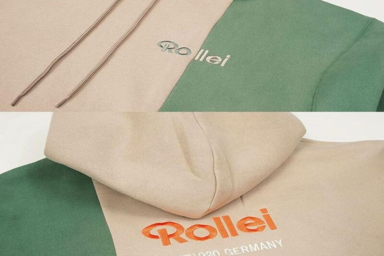 【新 品】Rollei パーカー ベージュ&グリーン L【Rollei 公式グッズ】