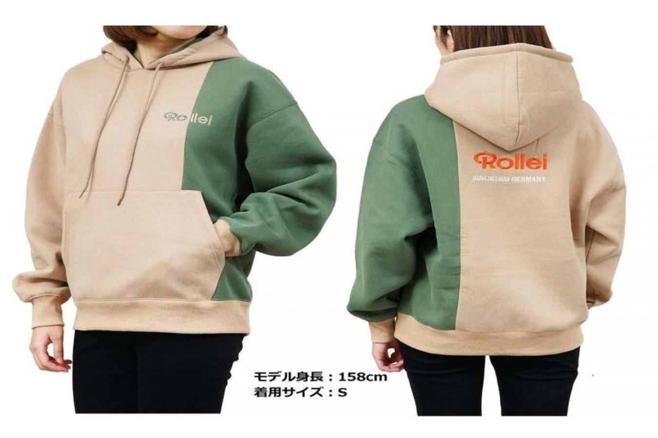 【新 品】Rollei パーカー ベージュ&グリーン S【Rollei 公式グッズ】