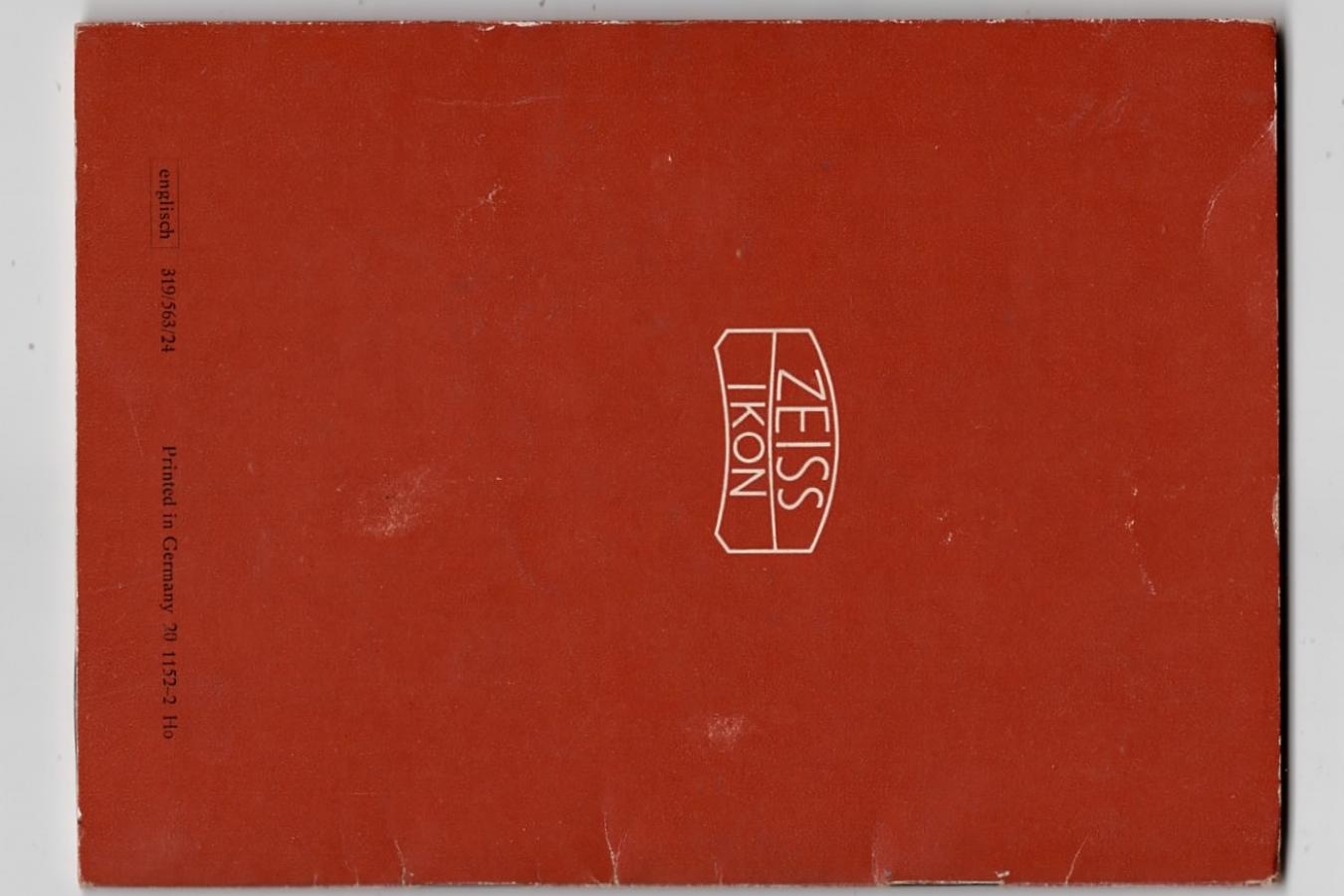 【絶版取説】ZEISS IKON CONTAX IIa 取説