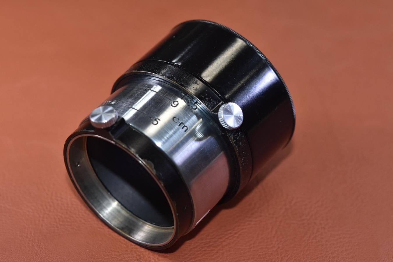 LEICA FIKUS ブラッククローム 【Elmar 5cm-13.5cm ズームフード E.Leitz GmbH Wetzlar Germany 刻印】