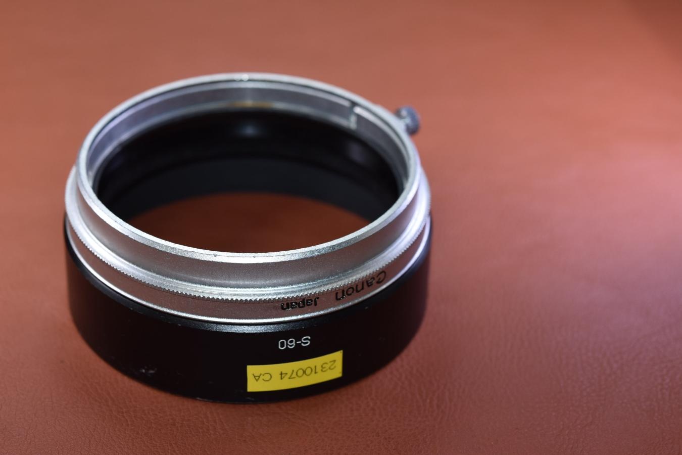 【絶版アクセサリー】Canon S-60 内径60mm被せ式メタルフード 【Canon FL55/1.2、FL58/1.2等用】