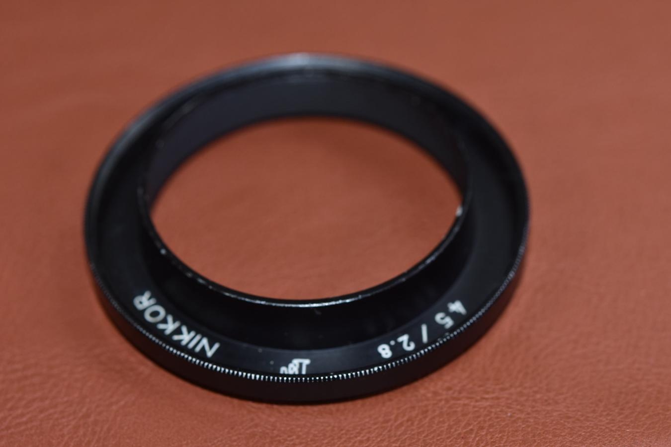 【希 少】Nikon GN NIKKOR 45/2.8用METAL HOOD 【大文字『F』刻印タイプ】