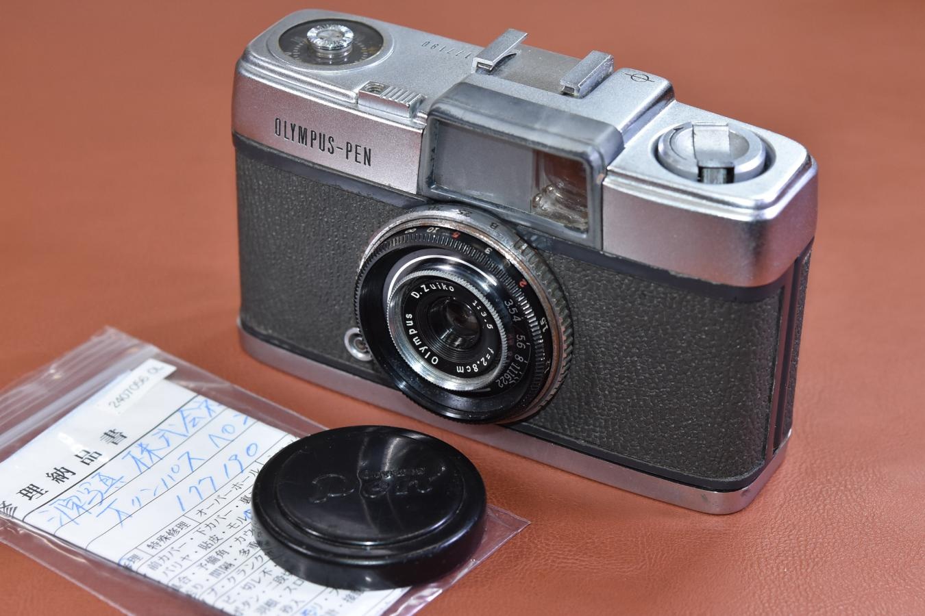 【希 少】OLYMPUS PEN 初期型 片耳 整備済【Olympus D.Zuiko 2.8cm F3.5 レンズ搭載】