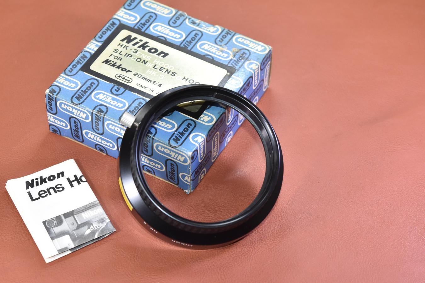 【希 少】Nikon SLIP-ON LENS HOOD HK-3 元箱付【Nikkor 20/4用】※キレイな物をお探しの方必見!!自信ありの逸品!!