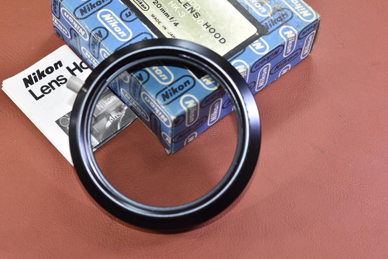 【希 少】Nikon SLIP-ON LENS HOOD HK-3 元箱付【Nikkor 20/4用】※キレイな物をお探しの方必見!!自信ありの逸品!!