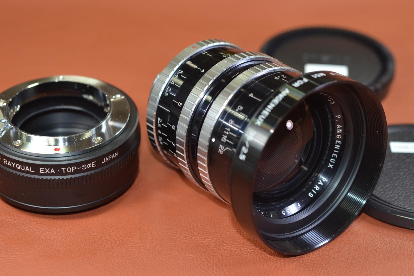P.ANGENIEUX RETROFOCUS 35mm F2.5 TYPE R1 【メタルフード、エキザクタマウント→SONY Eマウントアダプター付】