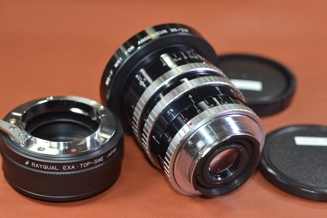 P.ANGENIEUX RETROFOCUS 35mm F2.5 TYPE R1 【メタルフード、エキザクタマウント→SONY Eマウントアダプター付】