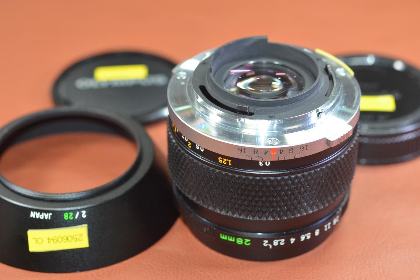 OLYMPUS ZUIKO MC AUTO-W 28mm F2【純正メタルフード付】※キレイな物をお探しの方必見!!自信ありの逸品!!