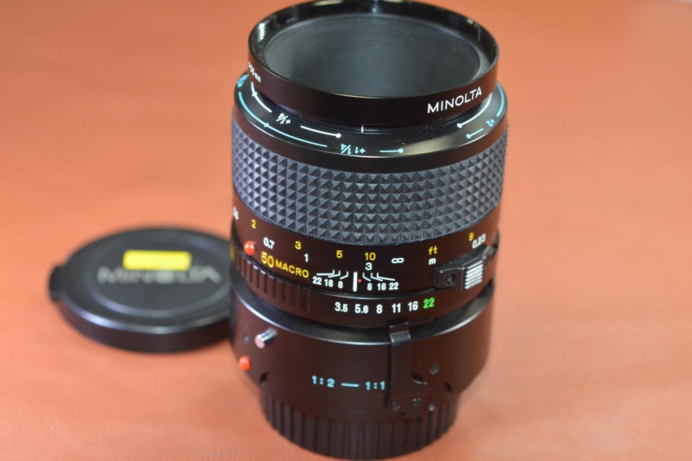 MINOLTA MD MACRO ROKKOR 50mm F3.5 【純正専用接写リング付】