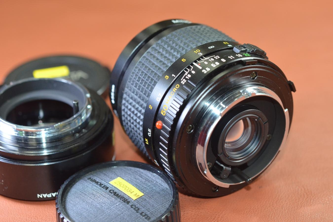 MINOLTA MD MACRO ROKKOR 50mm F3.5 【純正専用接写リング付】