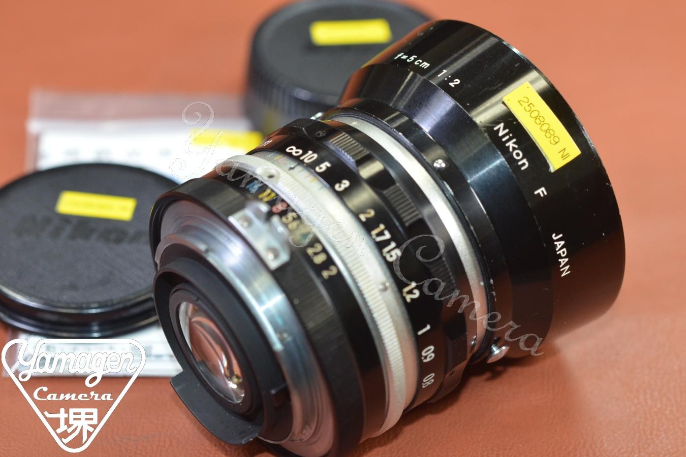 Nippon KogakuNIKKOR-S Auto 5cm F2 m表記のみ 整備済 【純正メタルフード付】