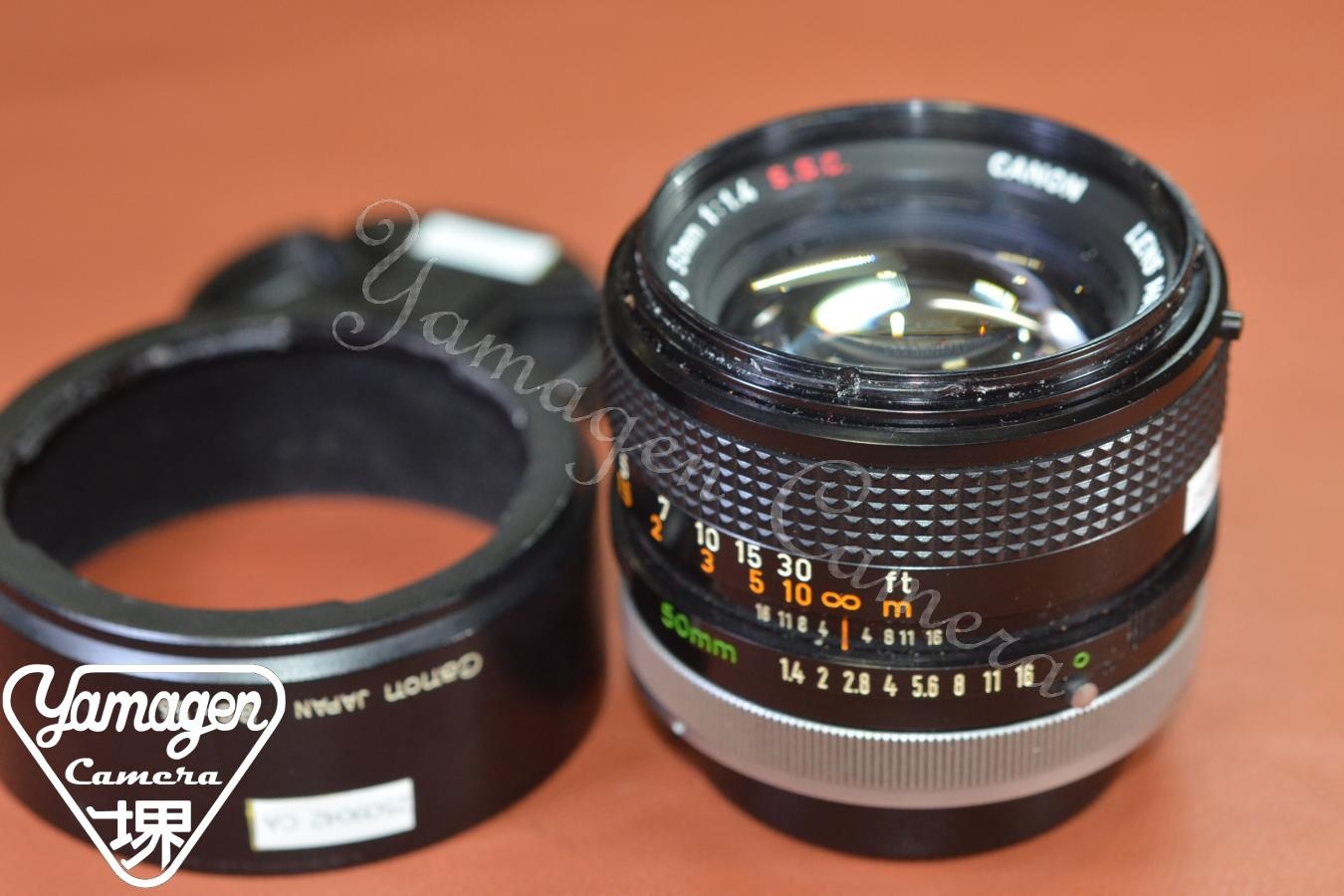 Canon  FD 50mm F1.4 S.S.C. 純正フードBS-55付【カメラ女子に絶大な人気のオールドレンズ】