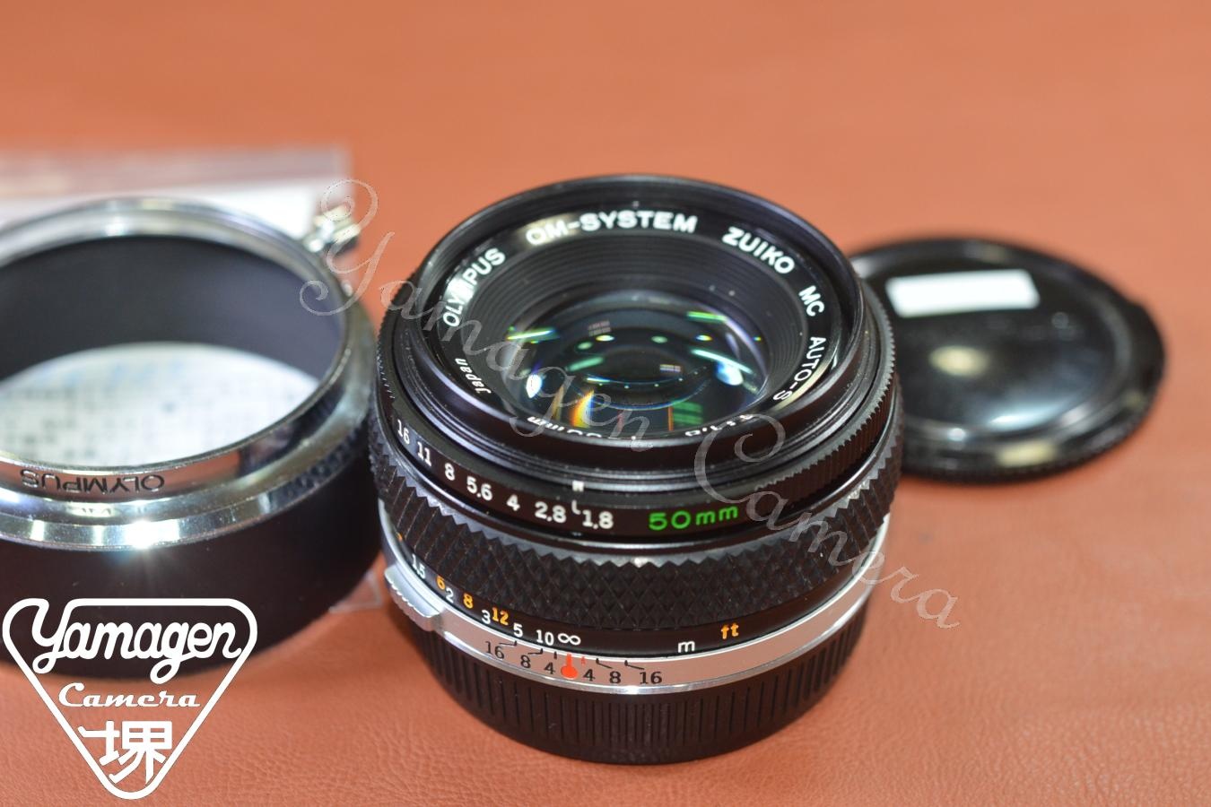 OLYMPUS ZUIKO MC AUTO-S 50mm F1.8 整備済 【純正メタルフード付】