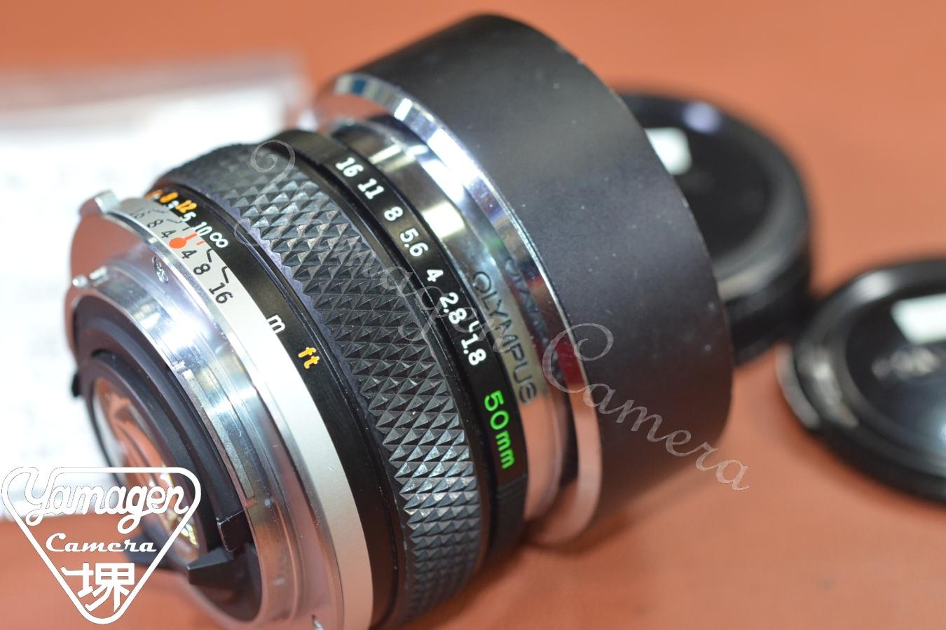 OLYMPUS ZUIKO MC AUTO-S 50mm F1.8 整備済 【純正メタルフード付】