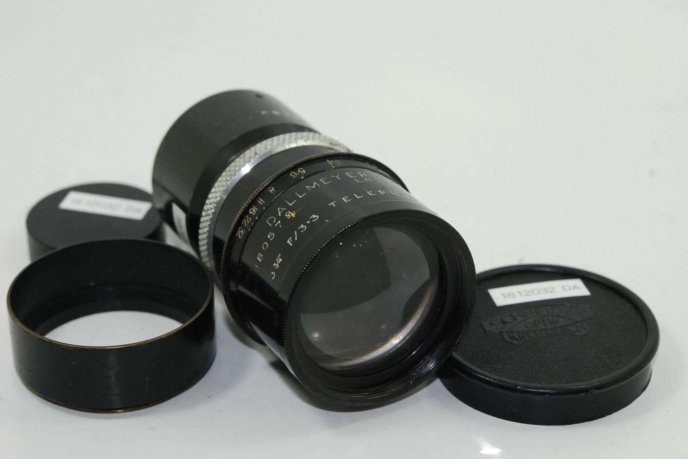 【希 少】 DALLMEYER 3 3/4INCH F3.3 純正フード付 【Cマウントレンズ】