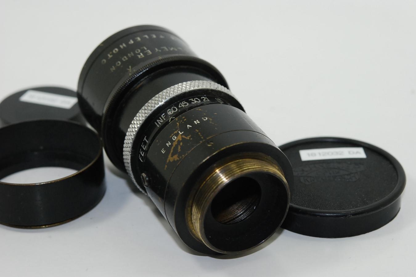 【希 少】 DALLMEYER 3 3/4INCH F3.3 純正フード付 【Cマウントレンズ】