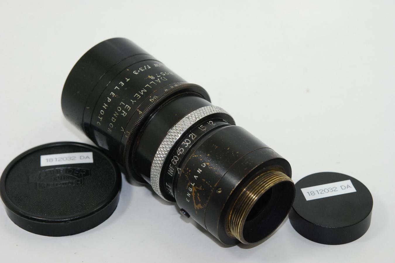 【希 少】 DALLMEYER 3 3/4INCH F3.3 純正フード付 【Cマウントレンズ】