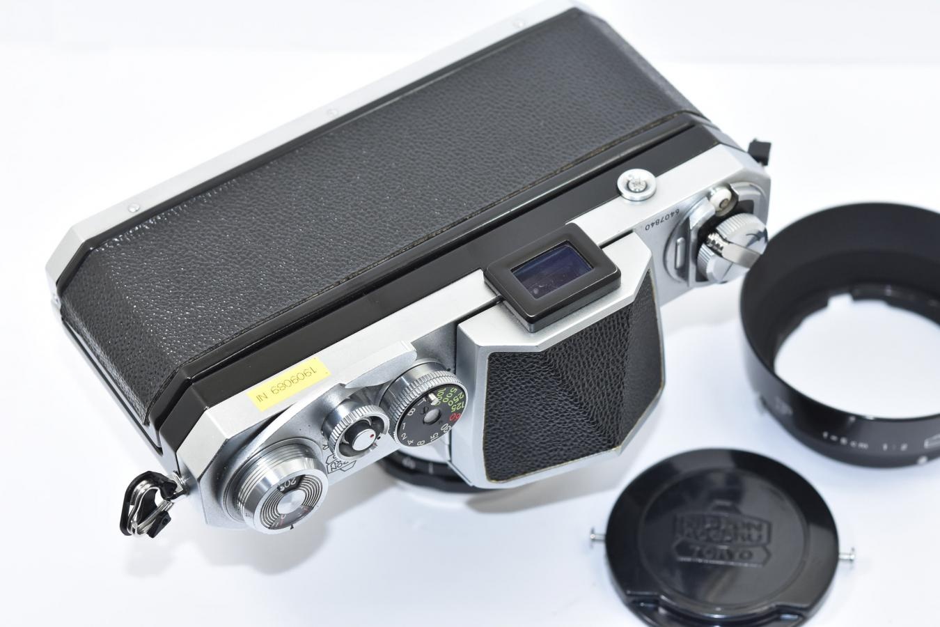 【コレクション向け 希 少】 Nikon F アイレベル640 NIKKOR-S Auto 5cm F2付 【チックマーク/R刻印入/PAT.PEND最初期 日本光学マーク入りフード、キャップ付】