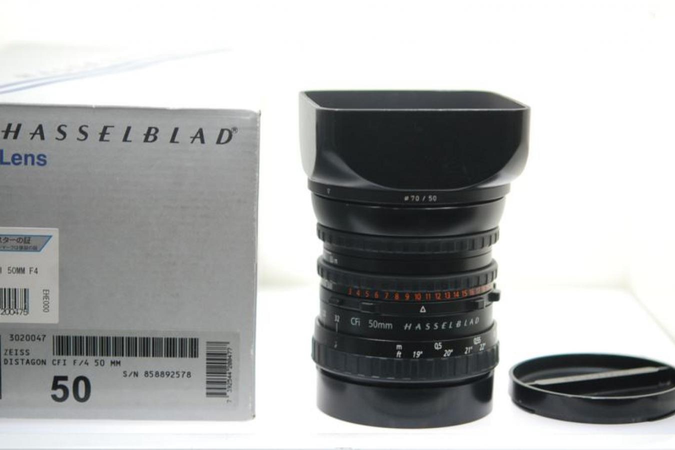 ハッセルブラッド CFi ディスタゴン 50mm F4 T* 純正フード、元箱付一式 【☆マーク入り正規品】