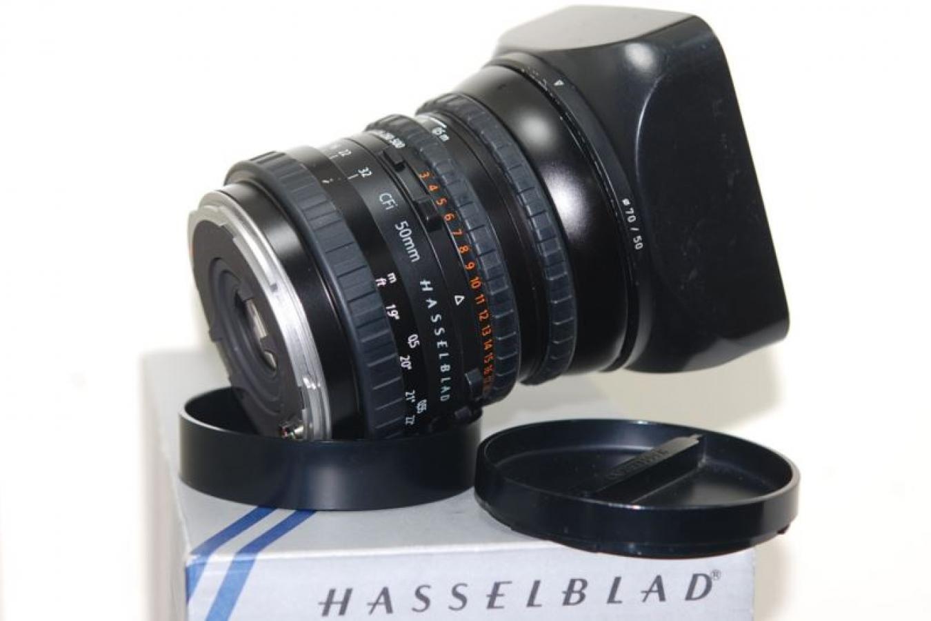 ハッセルブラッド CFi ディスタゴン 50mm F4 T* 純正フード、元箱付一式 【☆マーク入り正規品】