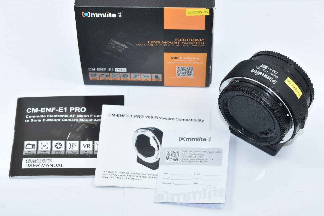 Commlite CM-ENF-E1 PRO 元箱付一式 【Nikon F MOUNT→SONY E MOUNT変換電子マウントアダプター】